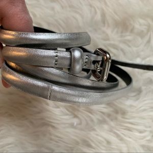 silver leather double-wrap belt leather by Club Monaco Size S-M